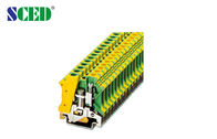 Os blocos terminais amarelos/do verde 8.2mm largura 6mm2 do ruído do trilho moeram o conector do enterramento