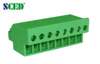 Cor verde 3,81 mm plug-in bloco terminal peças fêmea 300 V 10 A