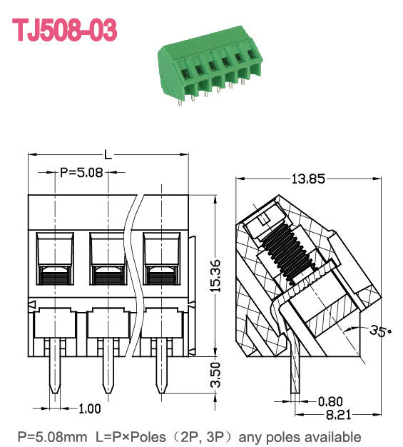 Bronze verde folheado a níquel 10A 300V de UL94 V - 0 dos blocos terminais de parafuso