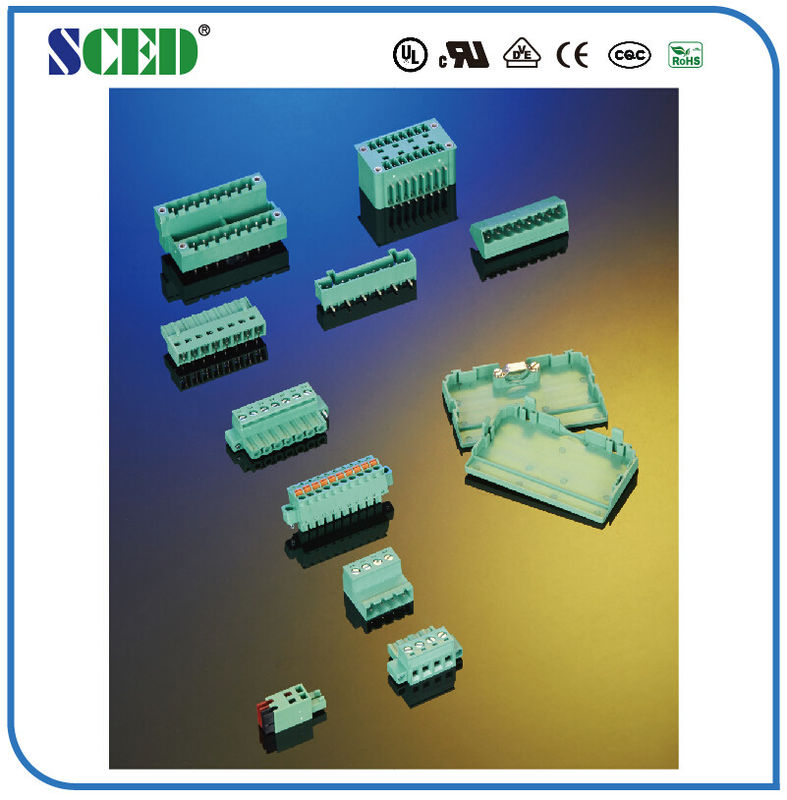 conector de bronze espaçando UL94 V0 300V 18amp do bloco terminal do poder de 5.08mm