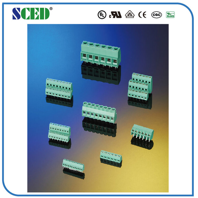 bloco de terminais 300V cor verde de Polos de 30A 2 - 16 do parafuso do PWB de 9.52mm