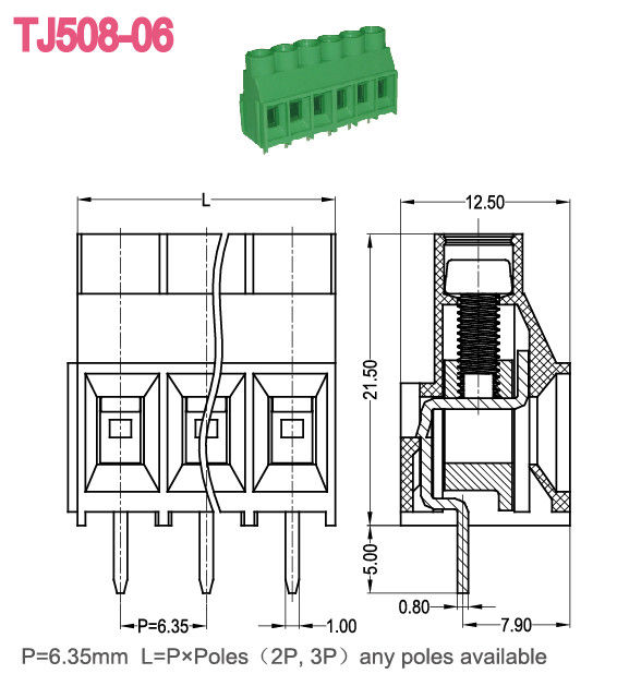 Tipo Pluggable do Euro dos blocos terminais 300A do PWB de 6.35mm que levanta a série