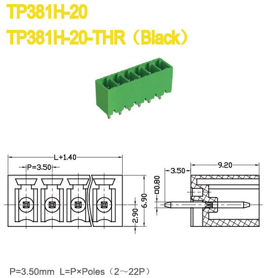UL94-V0 as peças masculinas da tomada do bloco de terminais da classe 8A lançam 3.5mm 300V