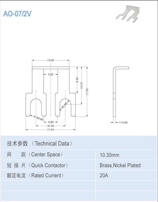 Do espaço Center terminal dos componentes bondes 10.3mm dos acessórios do PWB contator rápido