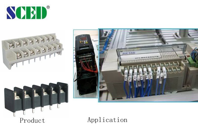 Long Single Pin Connector 300V Barrier Terminal Block Electrical 7.62mm Pitch UL CE