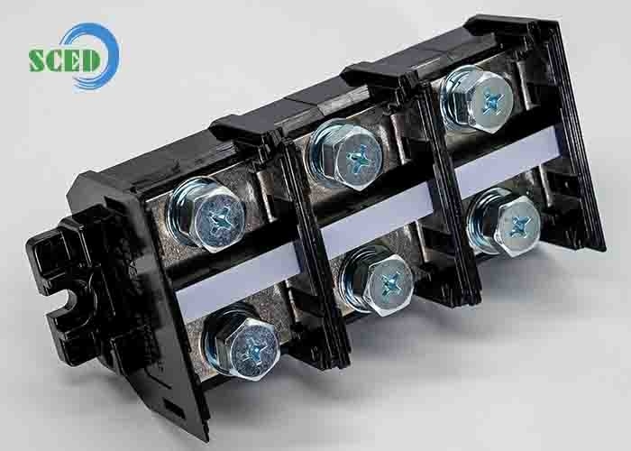 300A Bloco Termiânico Ferroviário 47,0mm 600V Material PC Preto Conector de Montagem de Parafuso
