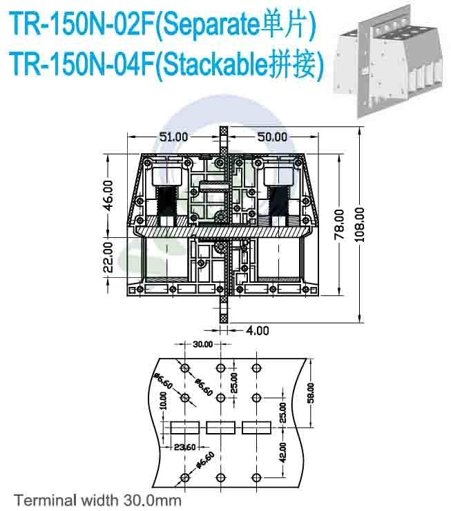 Cage Clamp Connection Type Through Panel Terminal Blocks 600V V-0 Inflammability Class for Needs