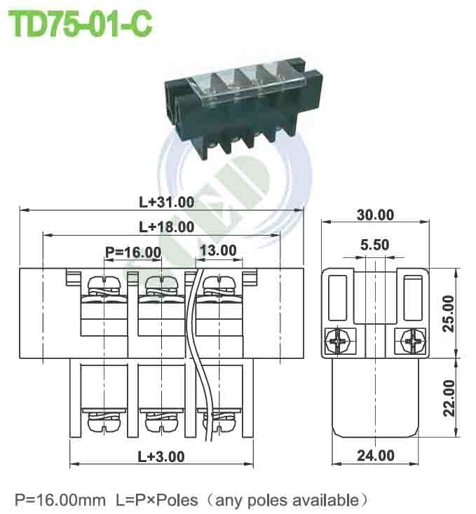 16mm2 Rated Connecting Capacity Through-type Terminal Connector for 2P-12P Contacts in High Demand