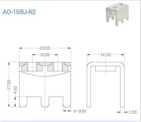 Acessórios atuais altos do bloco de terminais M5, componentes eletrônicos do PWB 80A 10x10.5mm