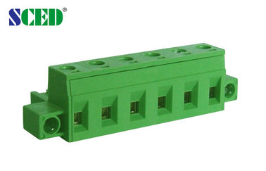 Peças fêmeas verdes de bronze Pluggable do bloco terminal do passo 7.62mm com flange