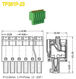 3.5mm espaçando verdes obstruem nas posições 300V/8A da fêmea 2-22 dos blocos de terminais