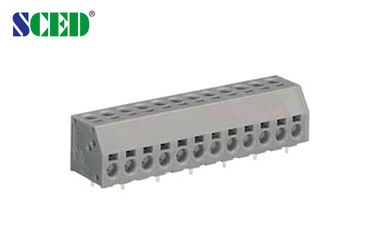 os blocos terminais cinzentos do PWB Screwless de 300V 10A 5.00mm lançam, entrada do fio do ângulo direito